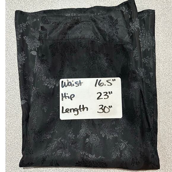 April Cornell X‎ Vintage Sz L Black Soiree Midi Skirt Floral Rayon Jacquard 90s - Picture 4 of 9